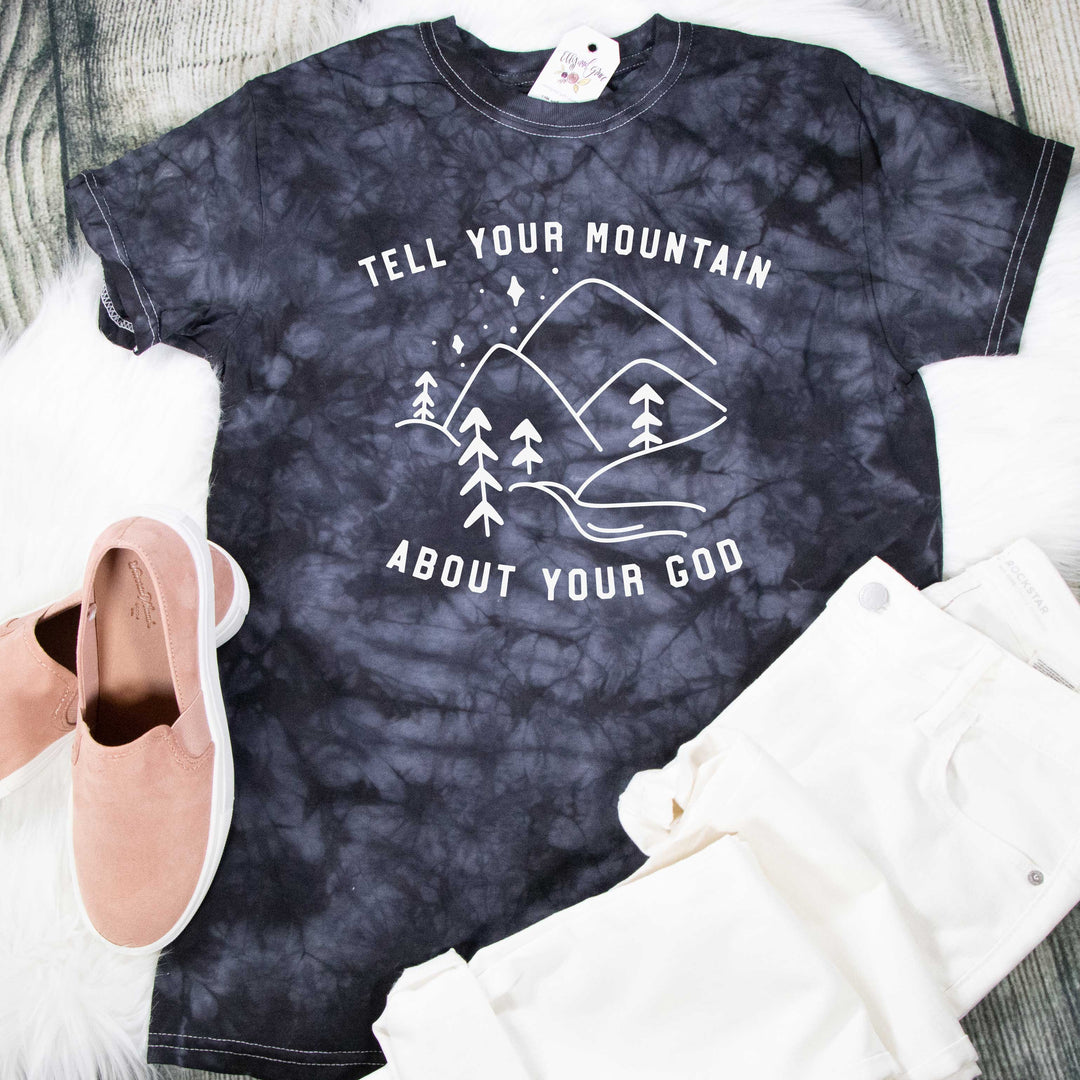 ellyandgrace 1390 Unisex Small / Black Tell Your Mountain About Your God Cloud Dye Tee