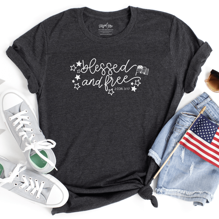 ellyandgrace 3001C Blessed And Free Unisex Shirt