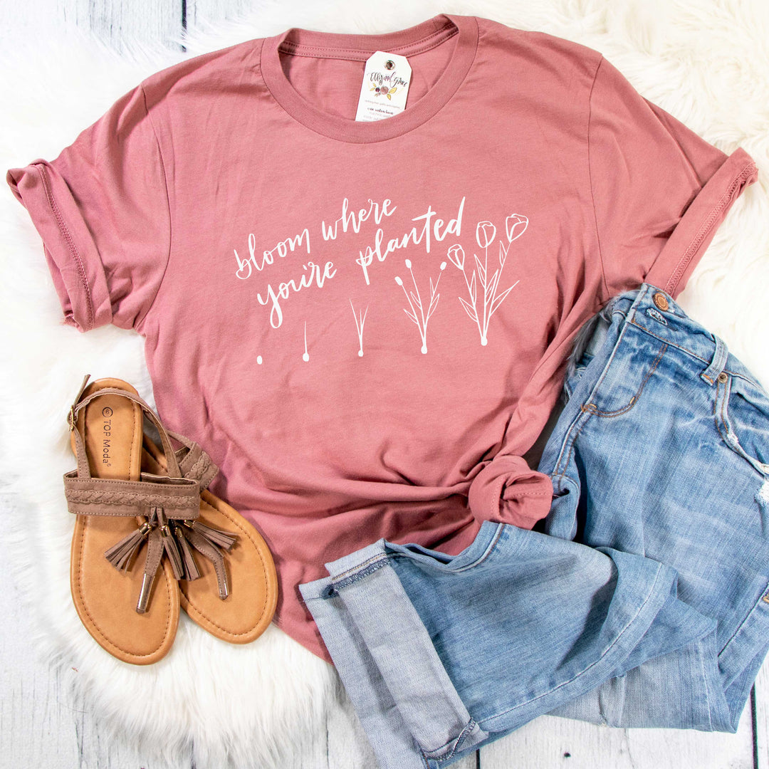 ellyandgrace 3001C Bloom Where You're Planted Unisex Shirt