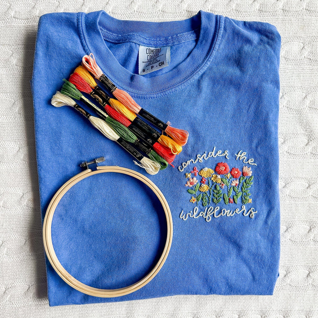 ellyandgrace 3001C Consider The Wildflowers Embroidery Shirt Kit
