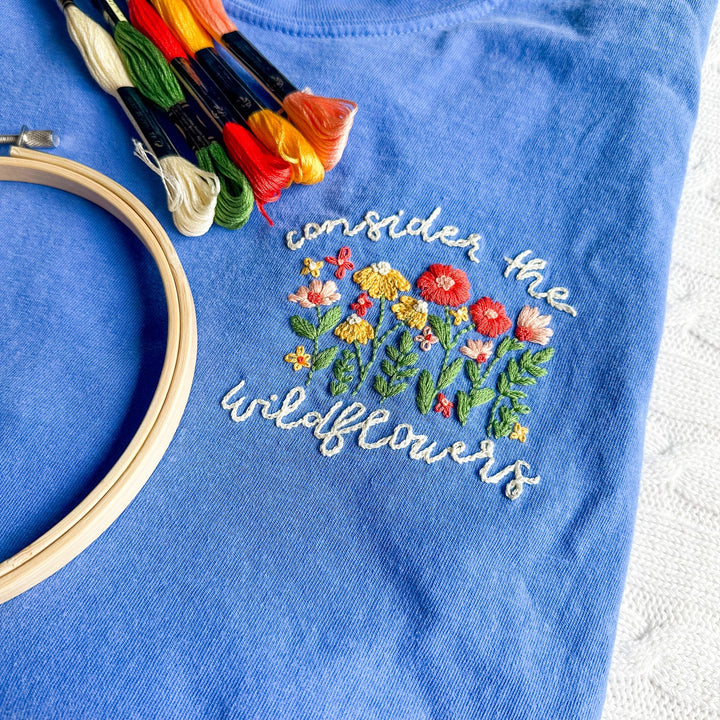 ellyandgrace 3001C Consider The Wildflowers Embroidery Shirt Kit