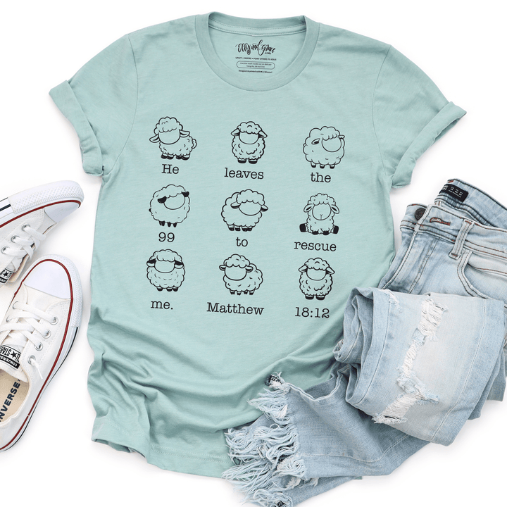 ellyandgrace 3001C He Leaves The 99 Sheep Unisex Shirt