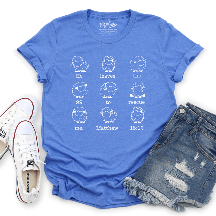 ellyandgrace 3001C He Leaves The 99 Sheep Unisex Shirt