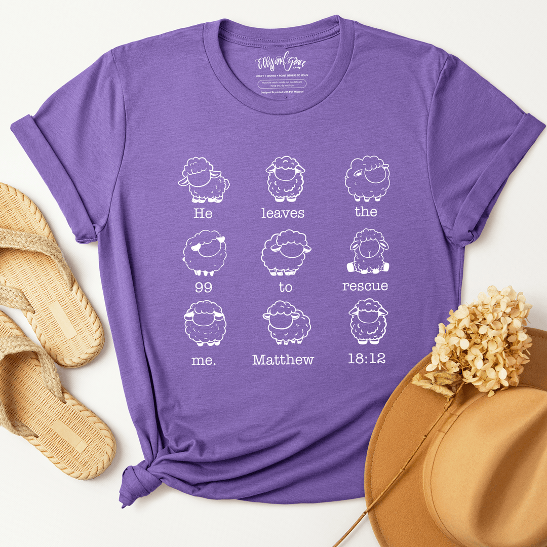 ellyandgrace 3001C He Leaves The 99 Sheep Unisex Shirt