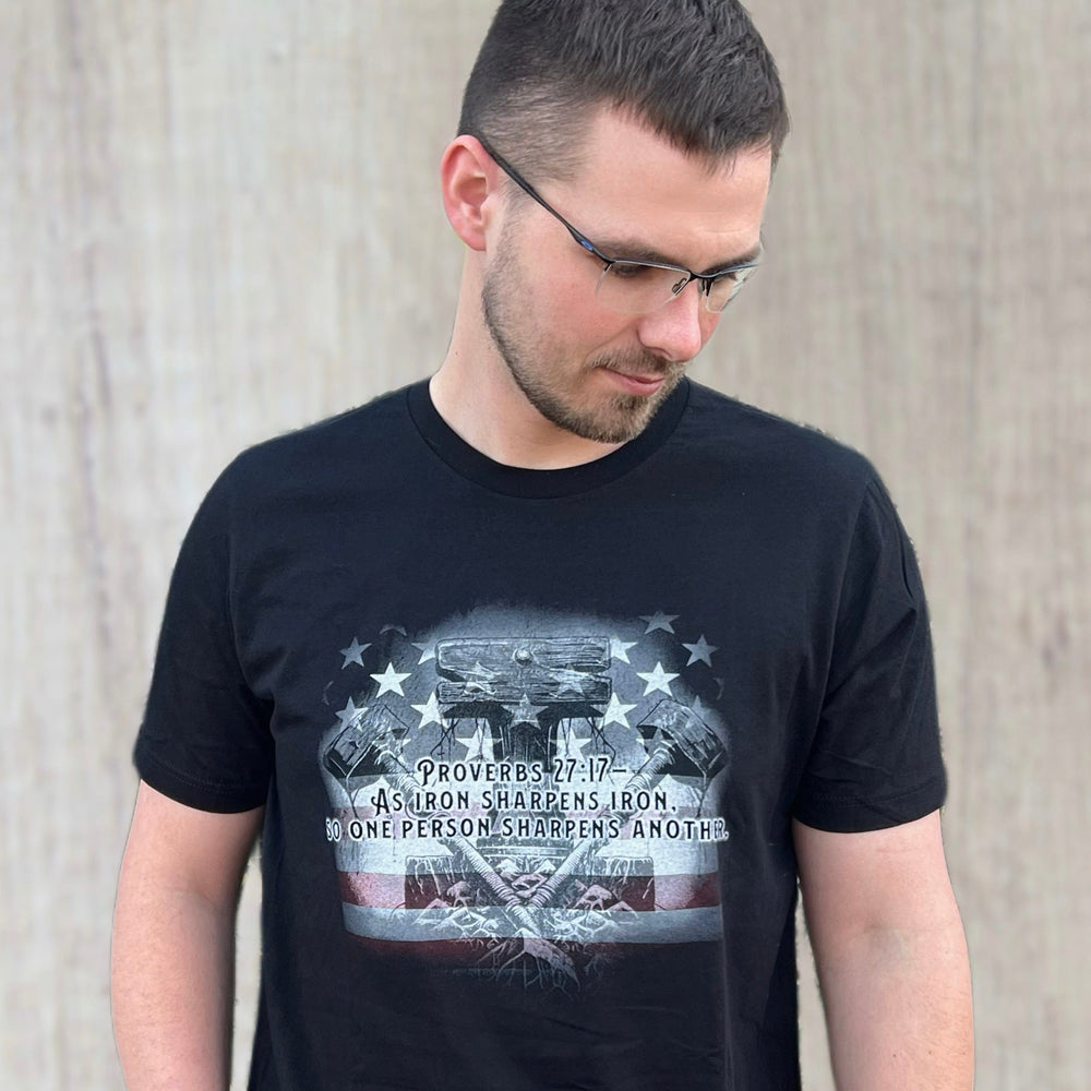 ellyandgrace 3001C Iron Sharpens Iron Men's Multicolor Unisex Christian Men's Shirt