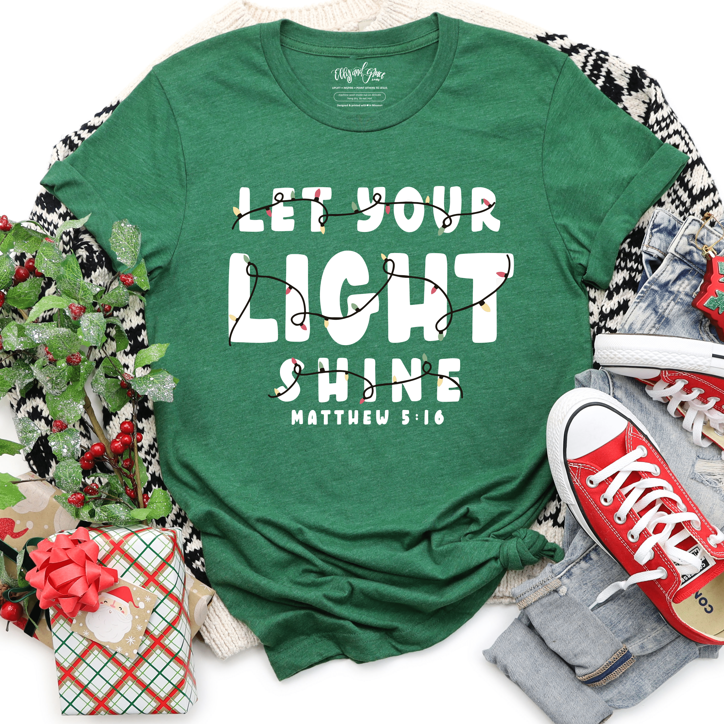 Christmas Let Your Light Shine Multicolor Unisex Christian Shirt