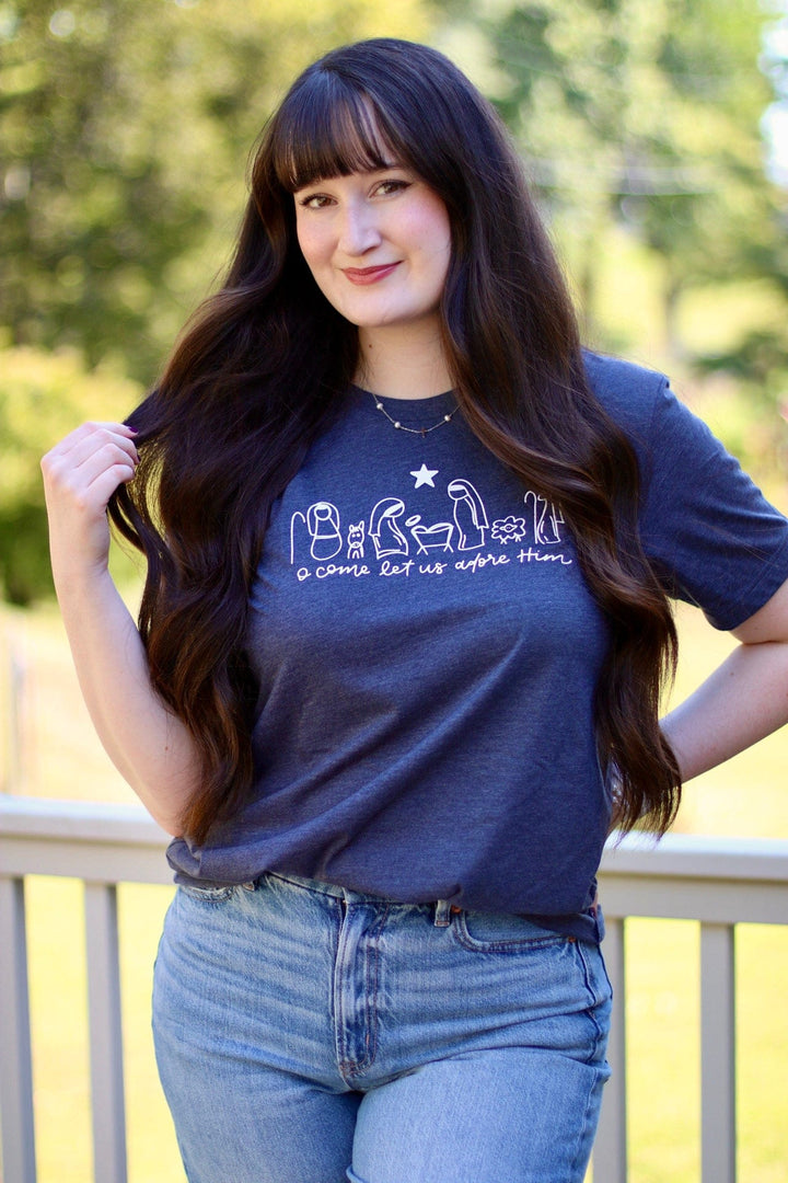 ellyandgrace 3001C Manger O Come Let Us Adore Him Unisex Shirt