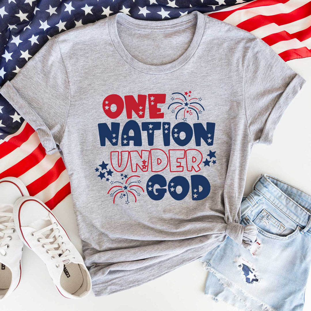 ellyandgrace 3001C One Nation Under God Multicolor Unisex Shirt
