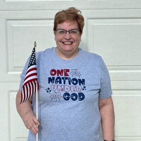 ellyandgrace 3001C One Nation Under God Multicolor Unisex Shirt