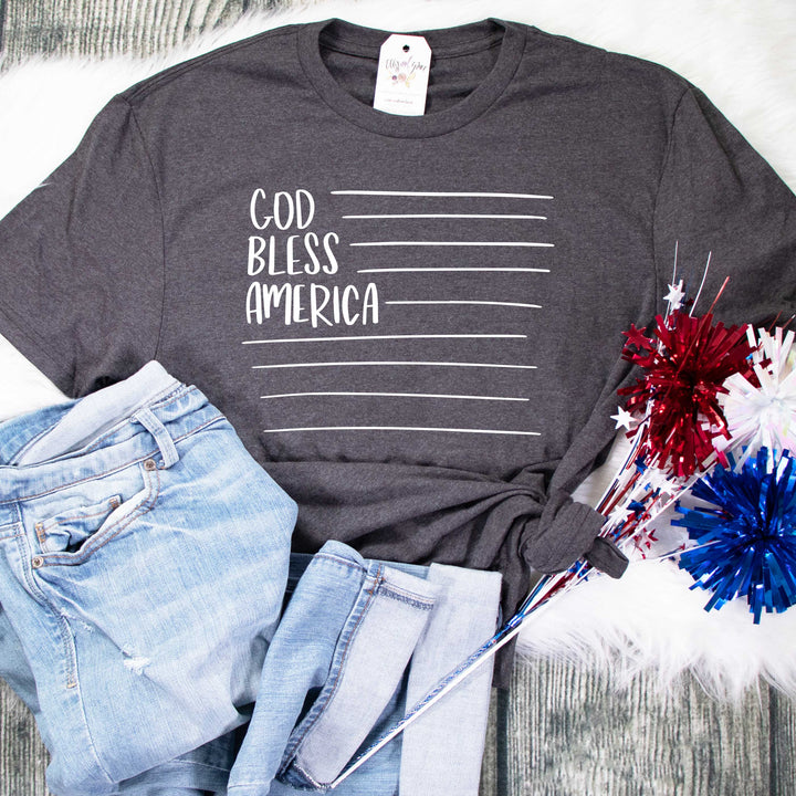 ellyandgrace 3001C Unisex XS / Heather Dark Grey God Bless America Unisex Shirt