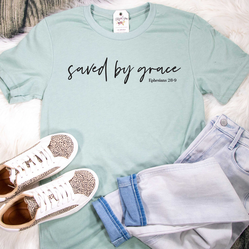 ellyandgrace 3001C Unisex XS / Heather Dusty Blue Saved by Grace Unisex Shirt