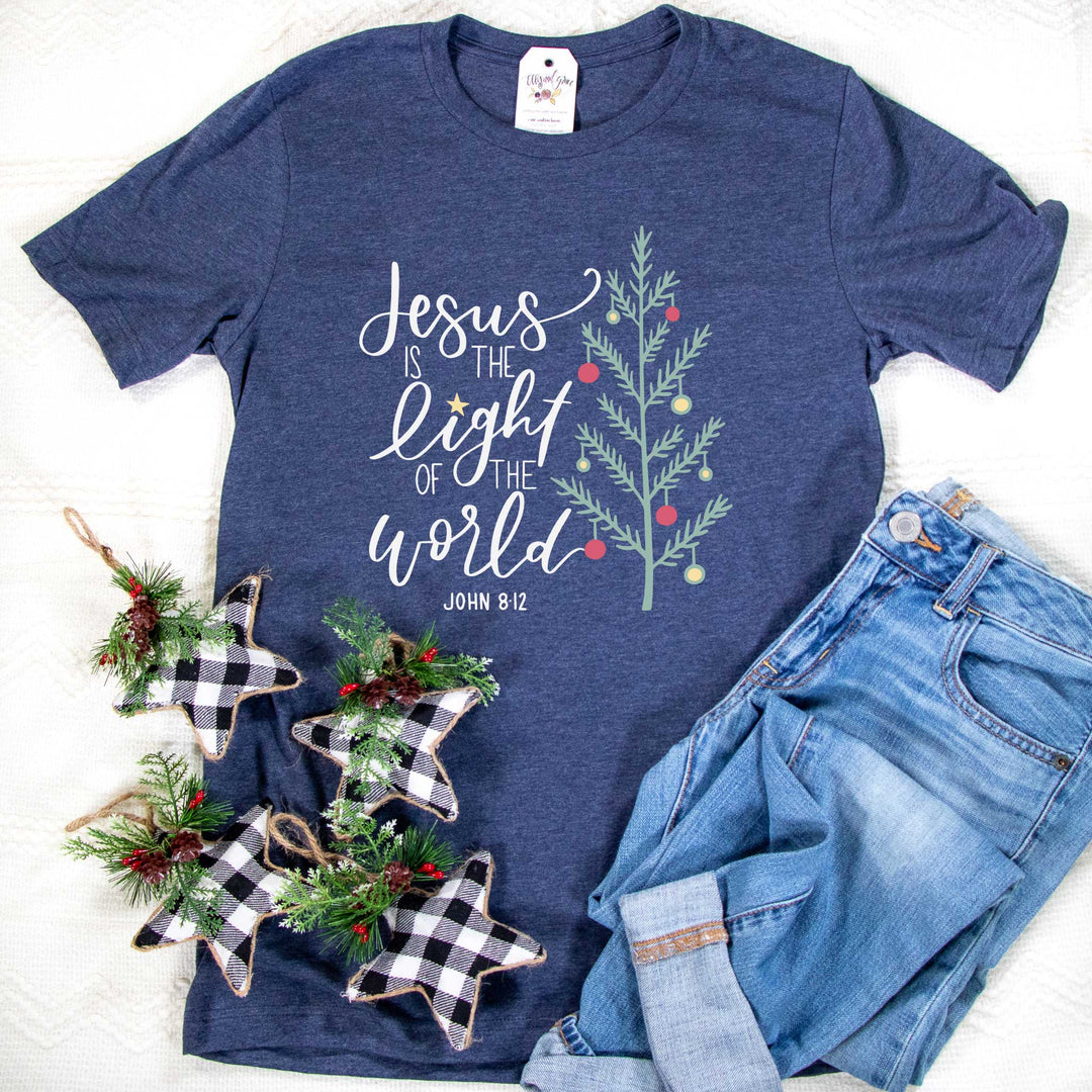ellyandgrace 3001C Unisex XS / Heather Navy Jesus is the Light Multicolor Unisex Shirt