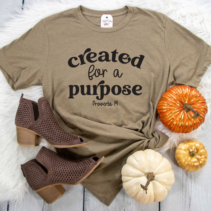 ellyandgrace 3001C Unisex XS / Heather Olive Created For a Purpose Fall Unisex Shirt