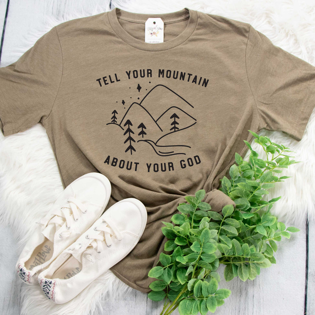 ellyandgrace 3001C Unisex XS / Heather Olive Tell Your Mountain About Your God Unisex Shirt