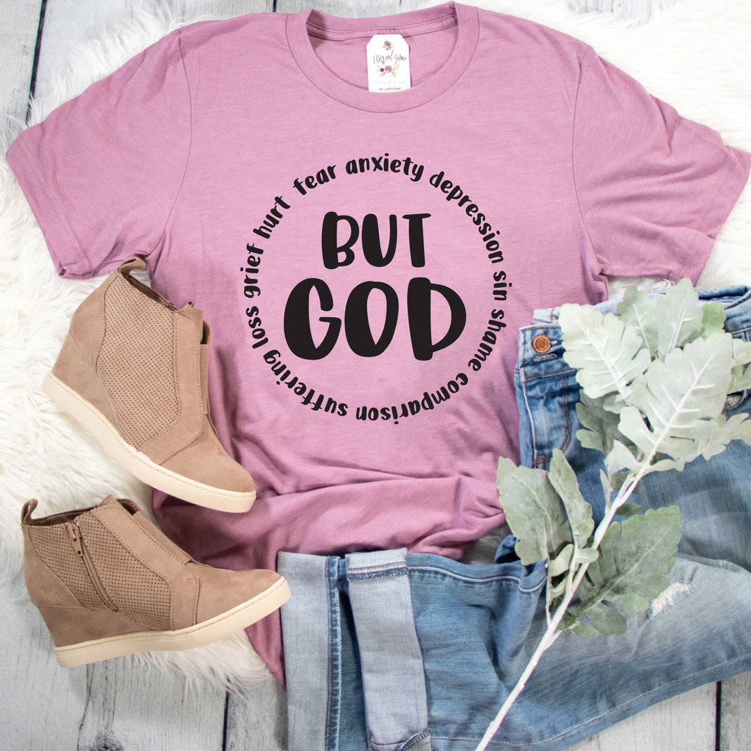 ellyandgrace 3001C Unisex XS / Heather Orchid But God Unisex Shirt