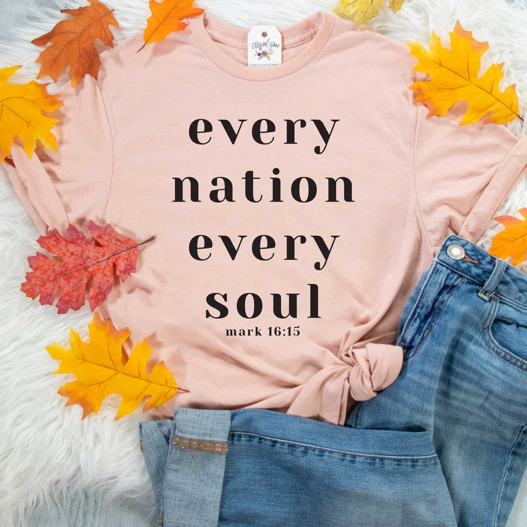 ellyandgrace 3001C Unisex XS / Heather Peach Every Nation Every Soul Unisex Shirt
