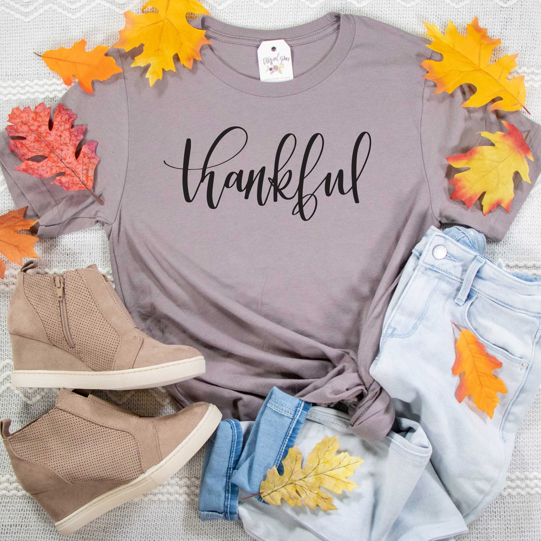 ellyandgrace 3001C Unisex XS / Heather Pink Gravel Thankful Unisex Shirt
