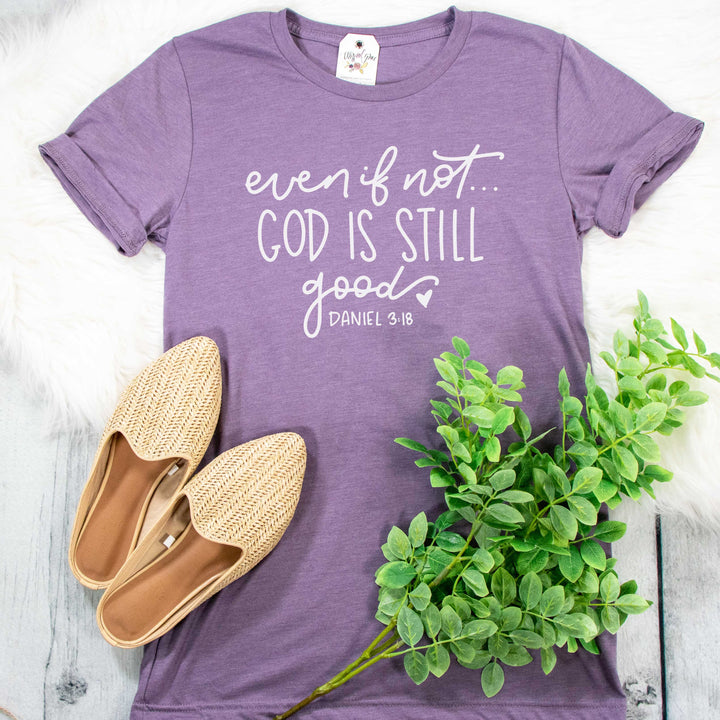 ellyandgrace 3001C Unisex XS / Heather Purple Even if Not God is Still Good Unisex Shirt
