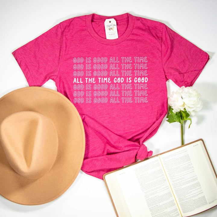 ellyandgrace 3001C Unisex XS / Heather Raspberry God is Good All the Time Unisex Shirt