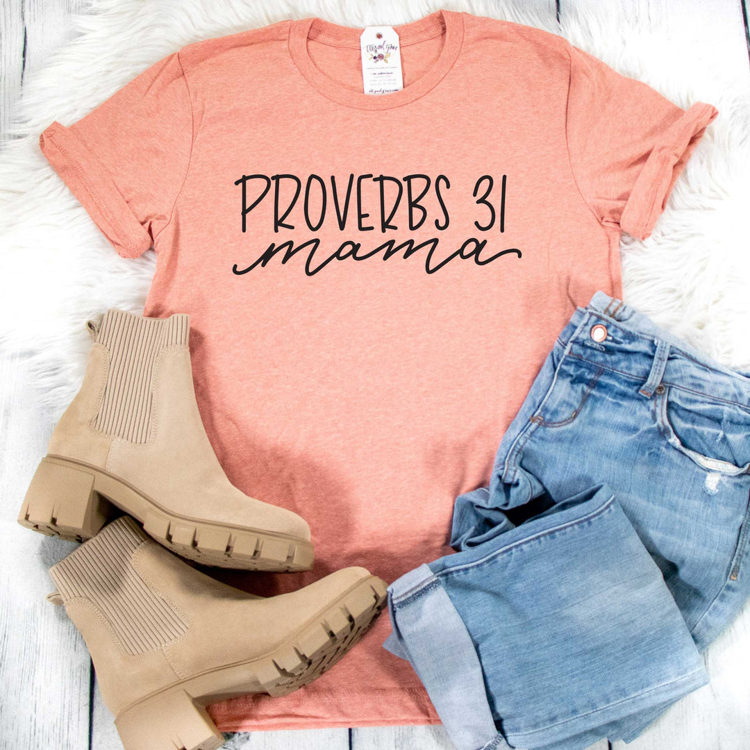 ellyandgrace 3001C Unisex XS / Heather Sunset Proverbs 31 Mama Unisex Shirt