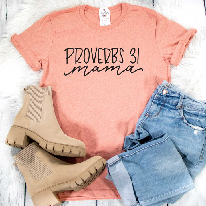 ellyandgrace 3001C Unisex XS / Heather Sunset Proverbs 31 Mama Unisex Shirt
