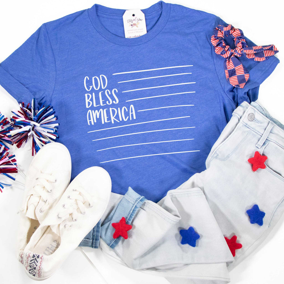ellyandgrace 3001C Unisex XS / Heather True Royal God Bless America Unisex Shirt