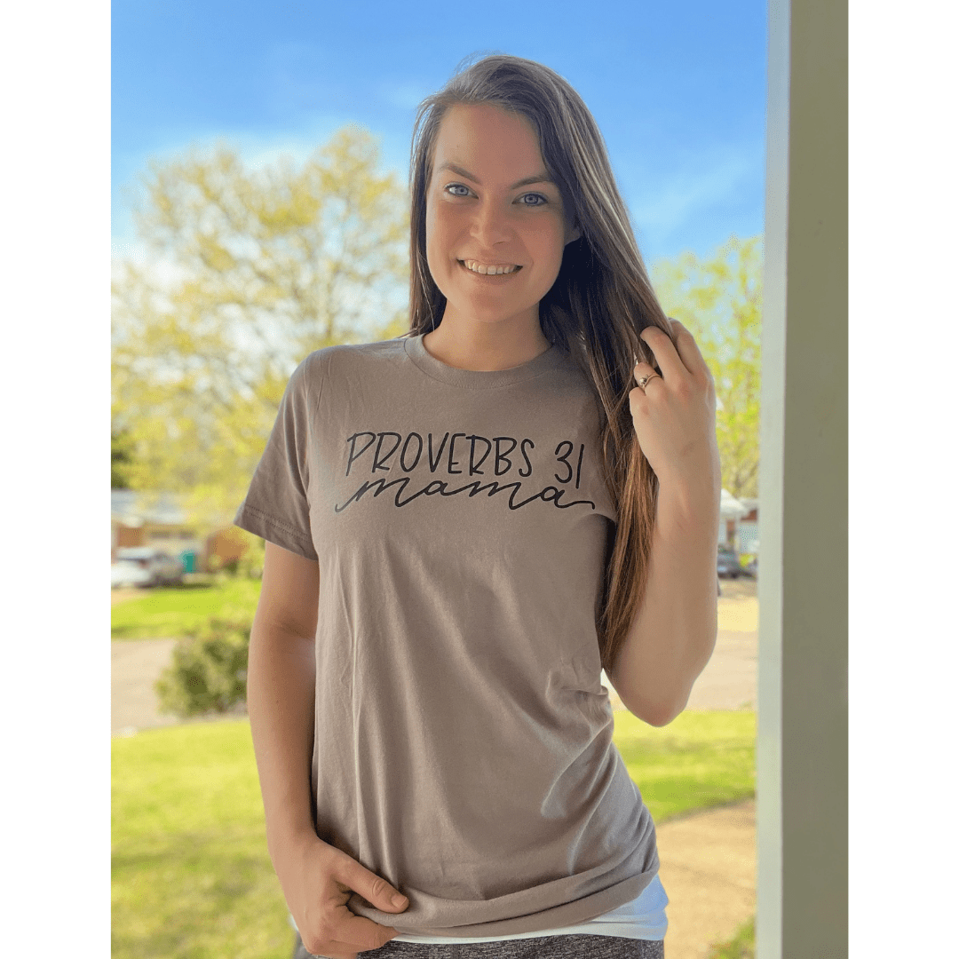 ellyandgrace 3001C Unisex XS / Pebble Proverbs 31 Mama Unisex Shirt