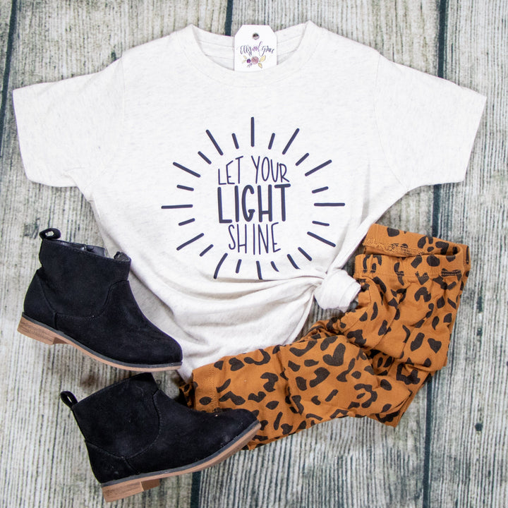 ellyandgrace 3321 2T / Heather Natural Let Your Light Shine Toddler Shirt