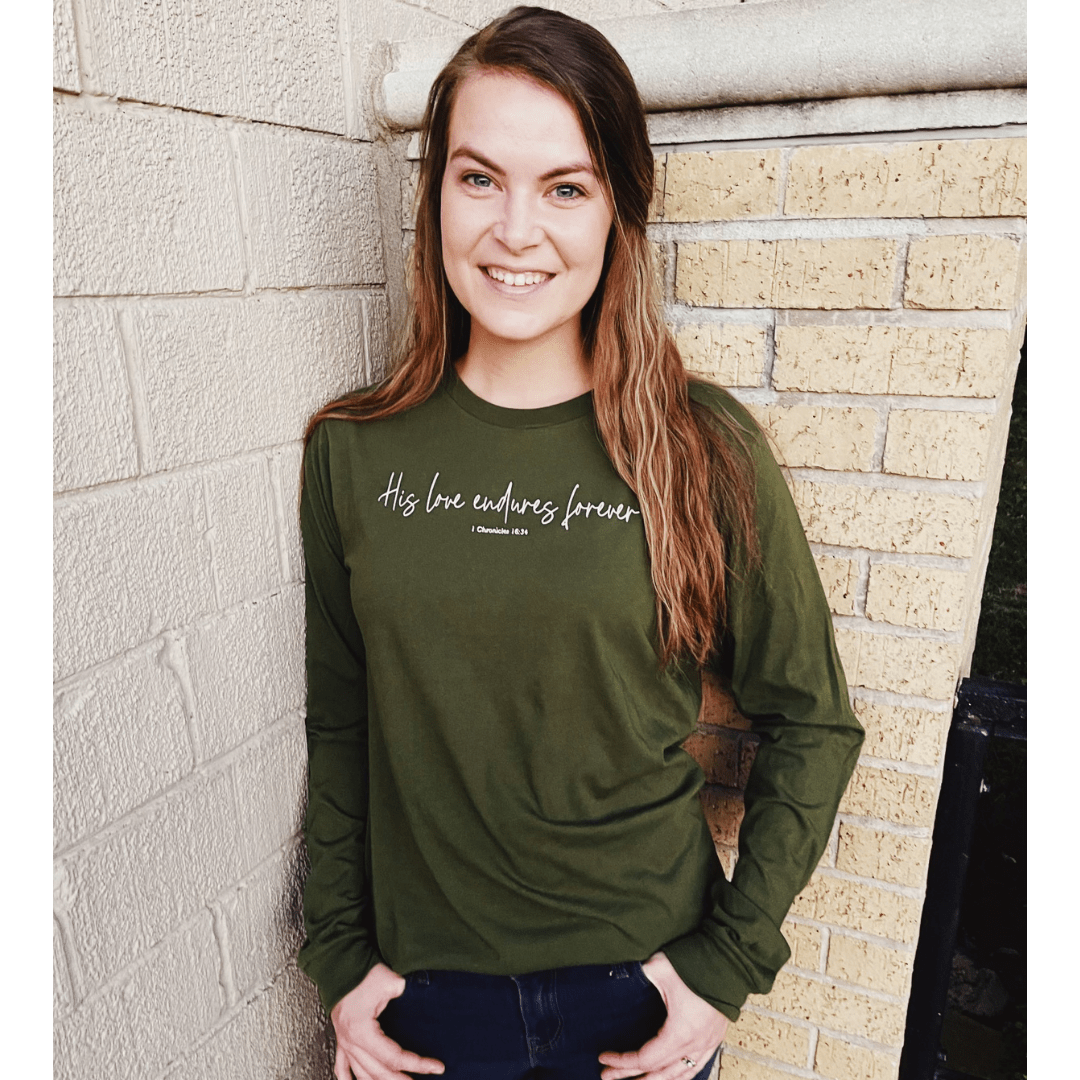 ellyandgrace 3501 His Love Endures Forever Crew Longsleeve