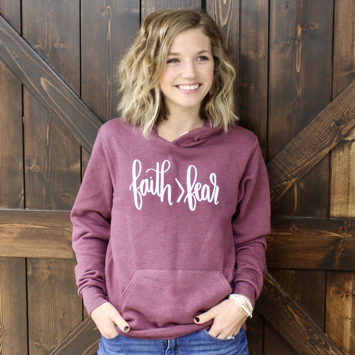 ellyandgrace 3719 Faith > Fear Premium Fleece Hoodie