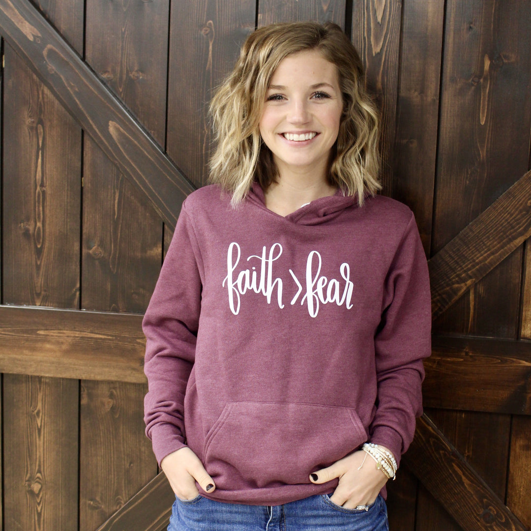 ellyandgrace 3719 Faith > Fear Premium Fleece Hoodie