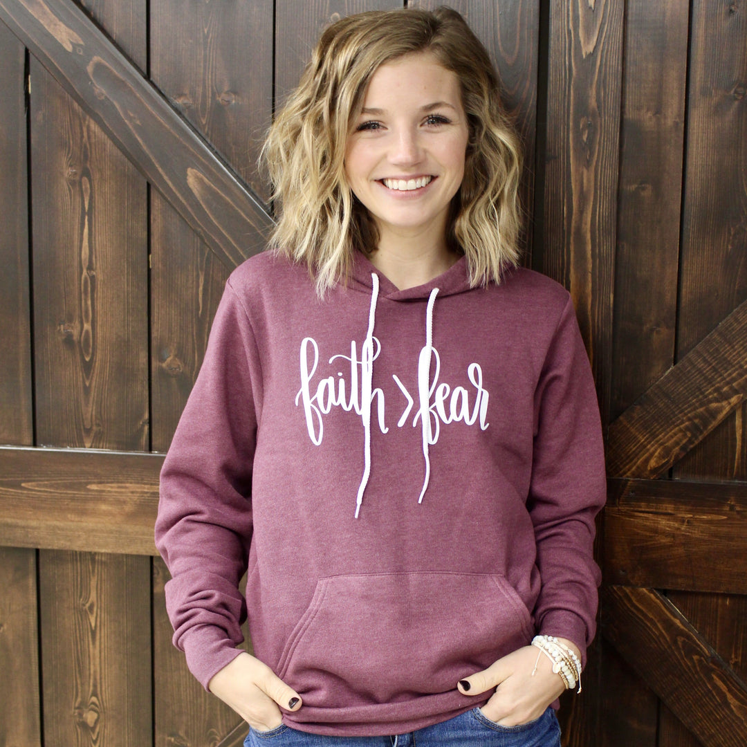 ellyandgrace 3719 Faith > Fear Premium Fleece Hoodie