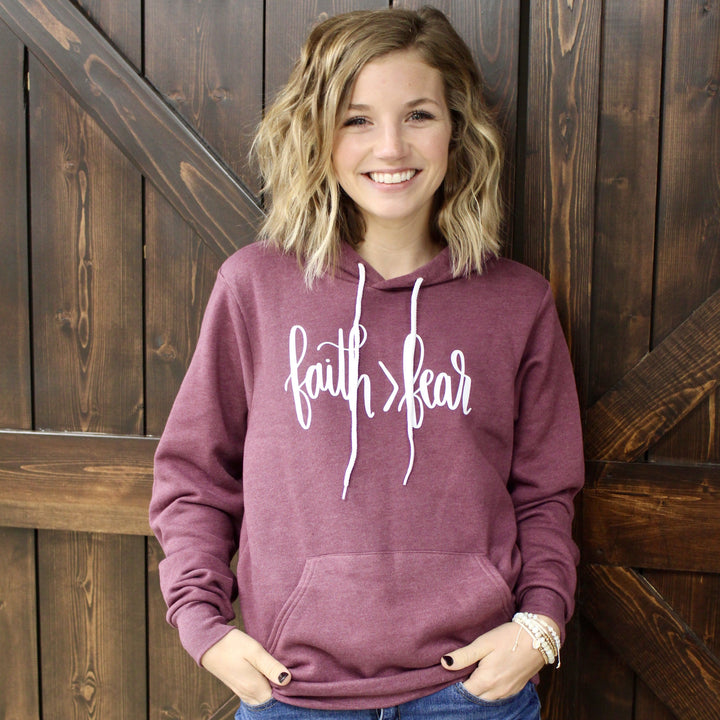 ellyandgrace 3719 Faith > Fear Premium Fleece Hoodie