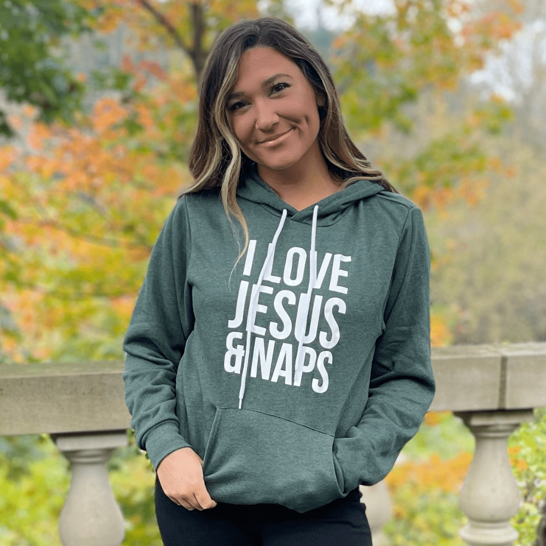 ellyandgrace 3719 I Love Jesus and Naps Premium Fleece Hoodie