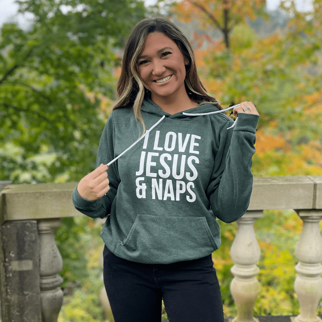 ellyandgrace 3719 I Love Jesus and Naps Premium Fleece Hoodie