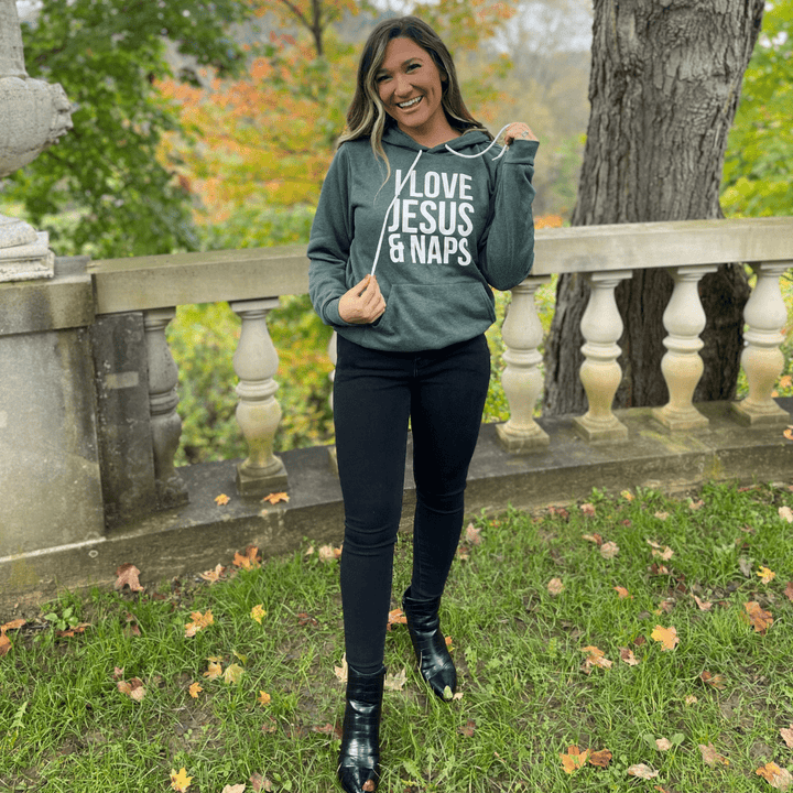 ellyandgrace 3719 I Love Jesus and Naps Premium Fleece Hoodie