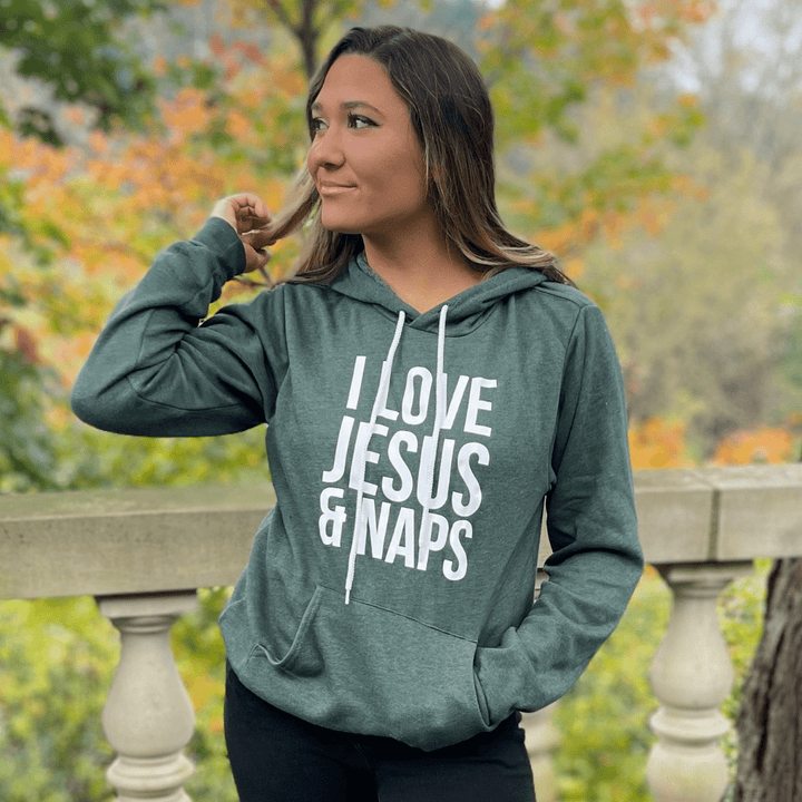 ellyandgrace 3719 I Love Jesus and Naps Premium Fleece Hoodie