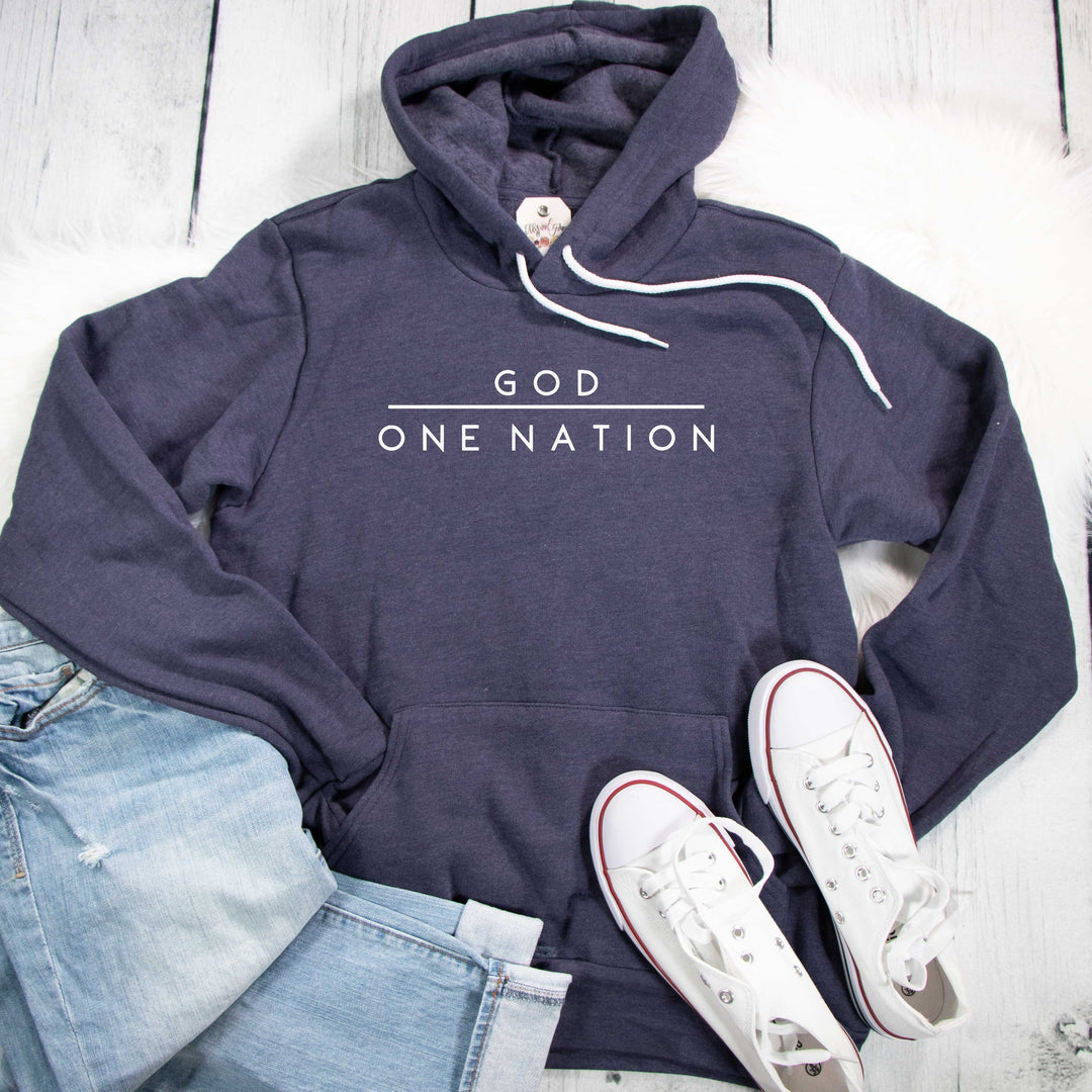 ellyandgrace 3719 One Nation Under God Premium Fleece Hoodie