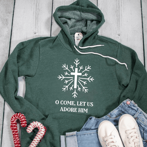 Snowflake O Come Let Us Adore Him Premium Fleece Hoodie
