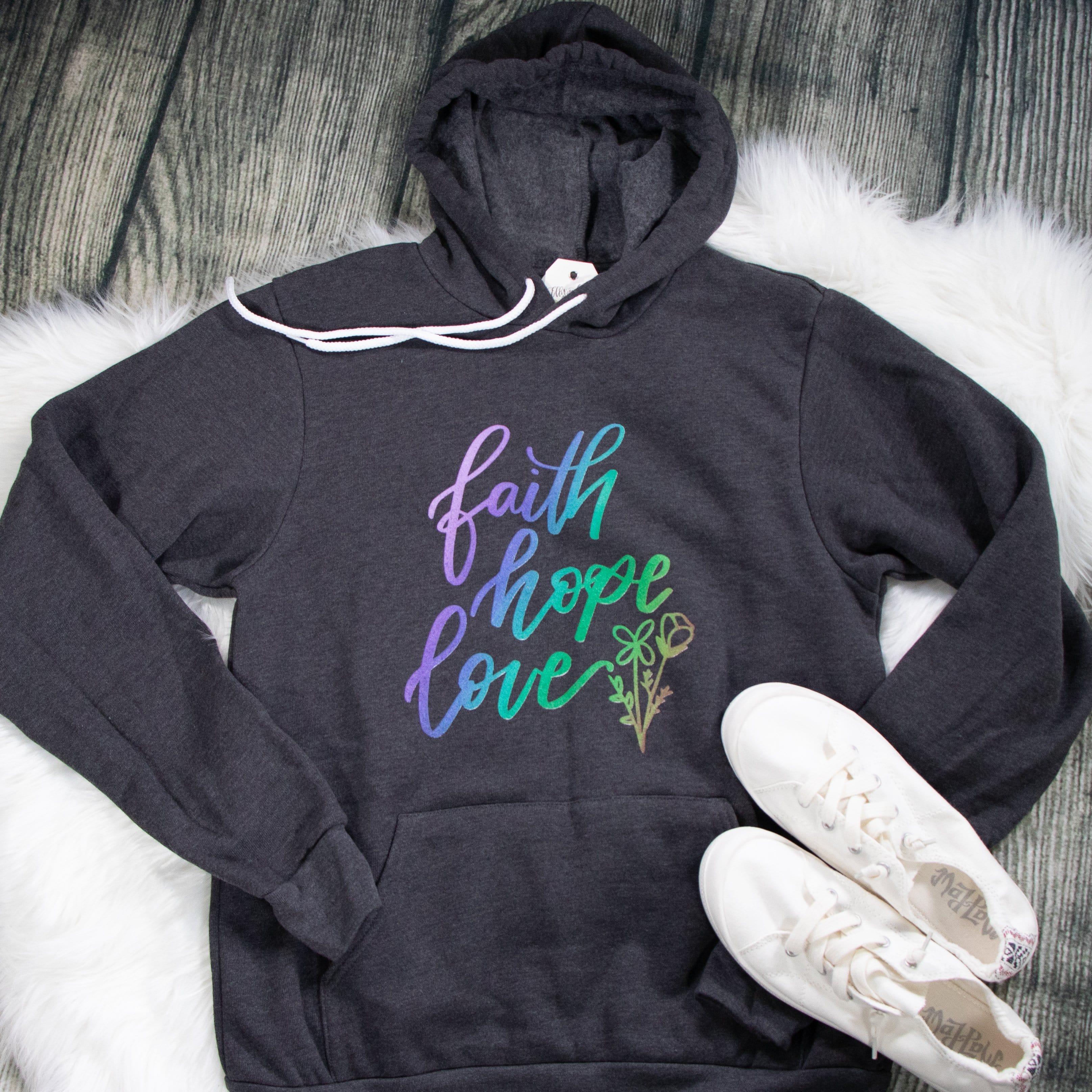 LIMITED EDITION Ombre Faith Hope Love Premium Fleece Hoodie