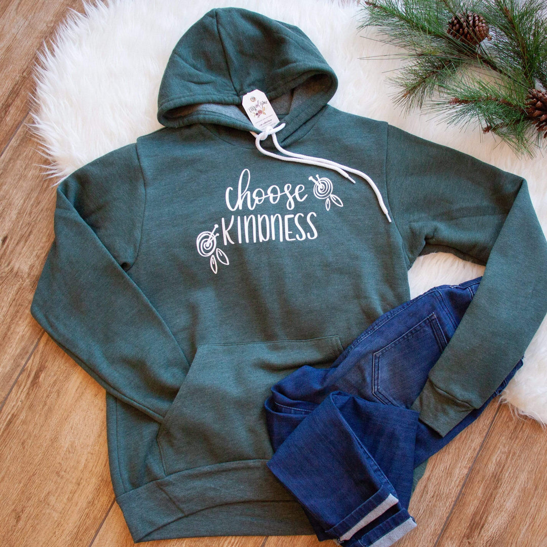 ellyandgrace 3719 Unisex Small / Heather Forest Choose Kindness Premium Fleece Hoodie