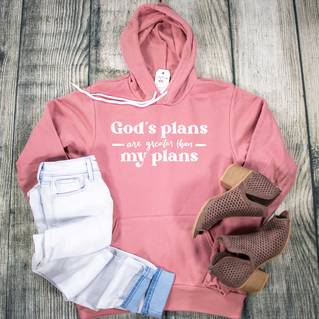 ellyandgrace 3719 Unisex Small / Mauve God's Plans are Greater than My Plans Premium Fleece Hoodie
