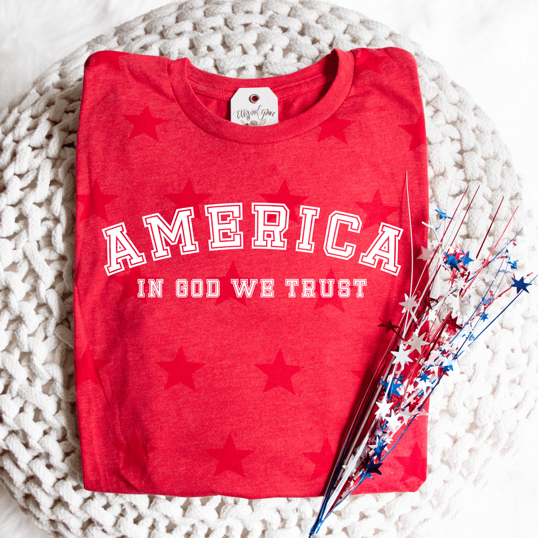 ellyandgrace 3929 America: In God We Trust Star Unisex Tee