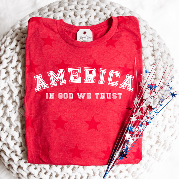 ellyandgrace 3929 America: In God We Trust Star Unisex Tee