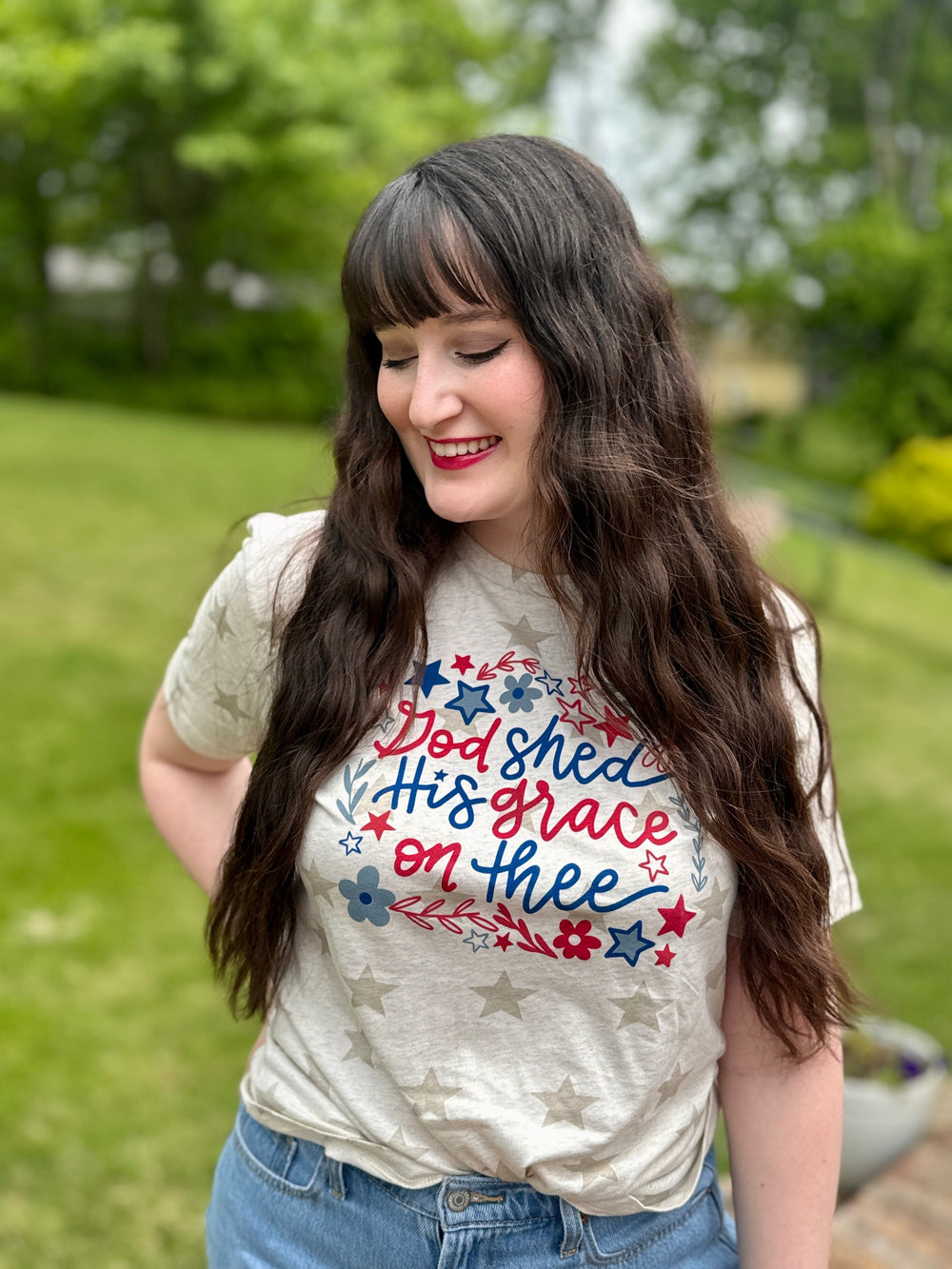 ellyandgrace 3929 God Shed His Grace On Thee Star Multicolor Unisex Tee