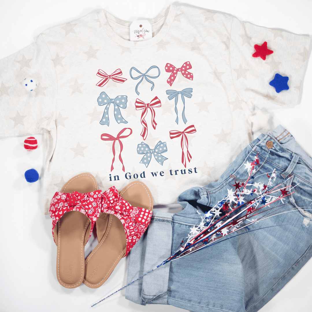 ellyandgrace 3929 In God We Trust BOW Multicolor Unisex Tee