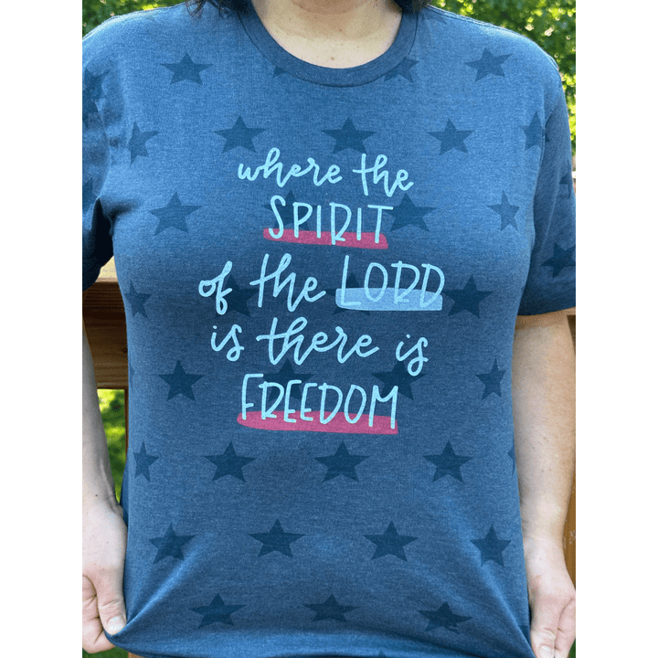ellyandgrace 3929 Where the Spirit of the Lord is There is Freedom Multicolor Unisex Star Tee