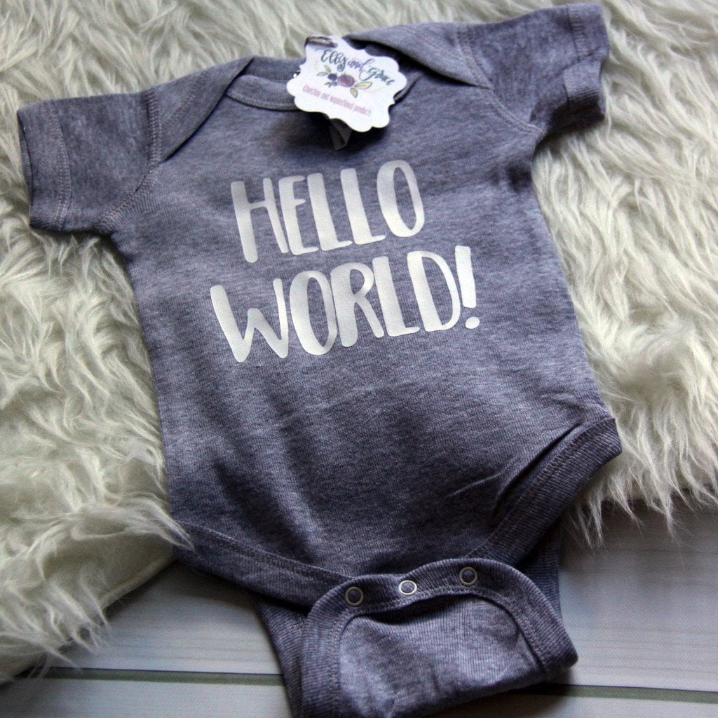 ellyandgrace 4400 Hello World Infant Bodysuit