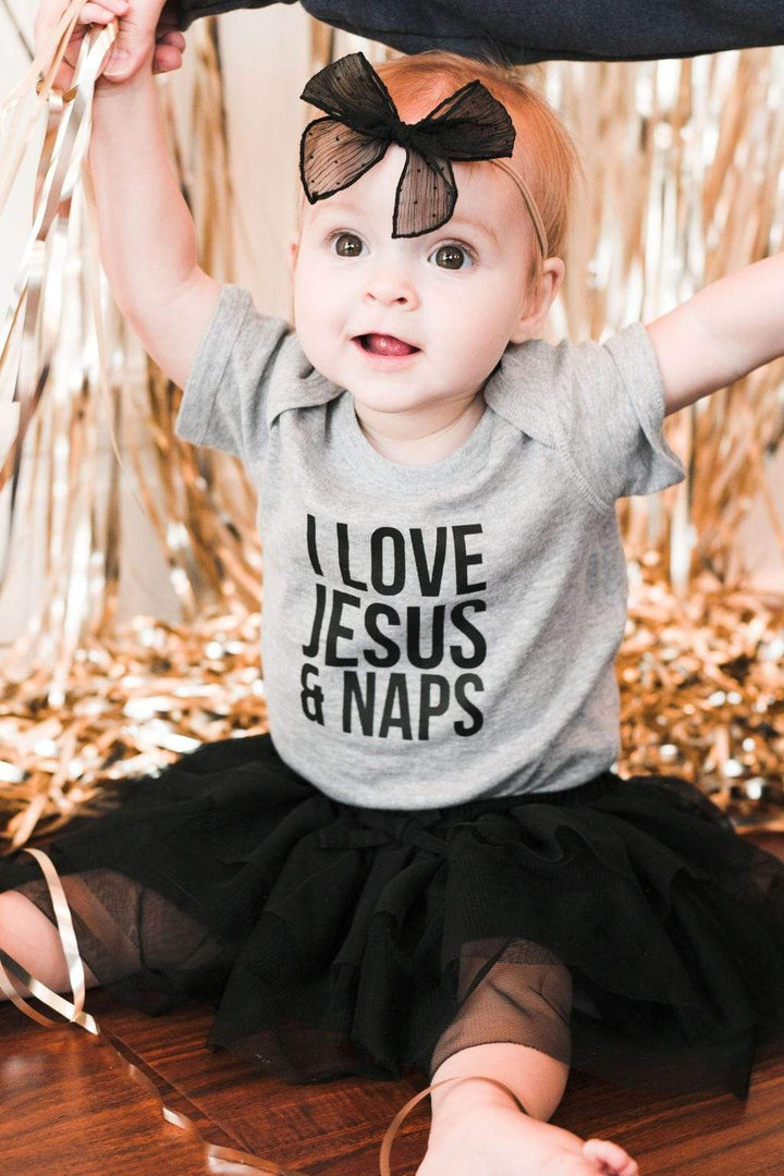 ellyandgrace 4400 Newborn / Heather I Love Jesus and Naps Infant Bodysuit