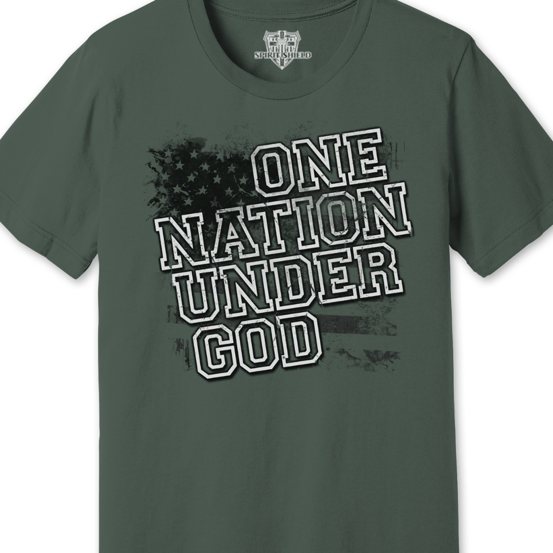 ellyandgrace 560MR One Nation Under God Men's Multicolor Unisex Christian Men's Shirt
